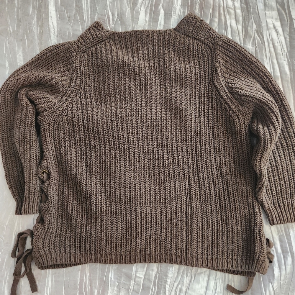 Giani Bini Brown Knit Sweater with Side Ties - Picture 3 of 5